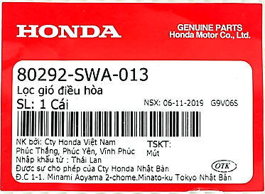 Tem phụ tùng tại Honda Oto Mỹ ĐÌnh