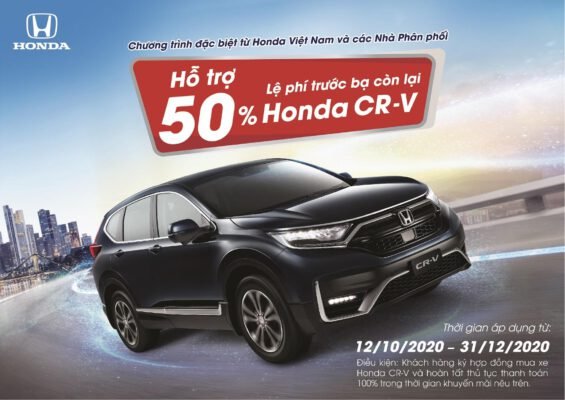 Honda Mỹ Đình hỗ trợ 1 nửa coi như Honda CR-V giảm Thuế Trước Bạ 100% thời điểm từ giờ đến cưới năm