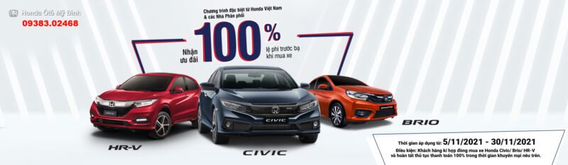 Giảm 100% Thuế Honda Civic HRV