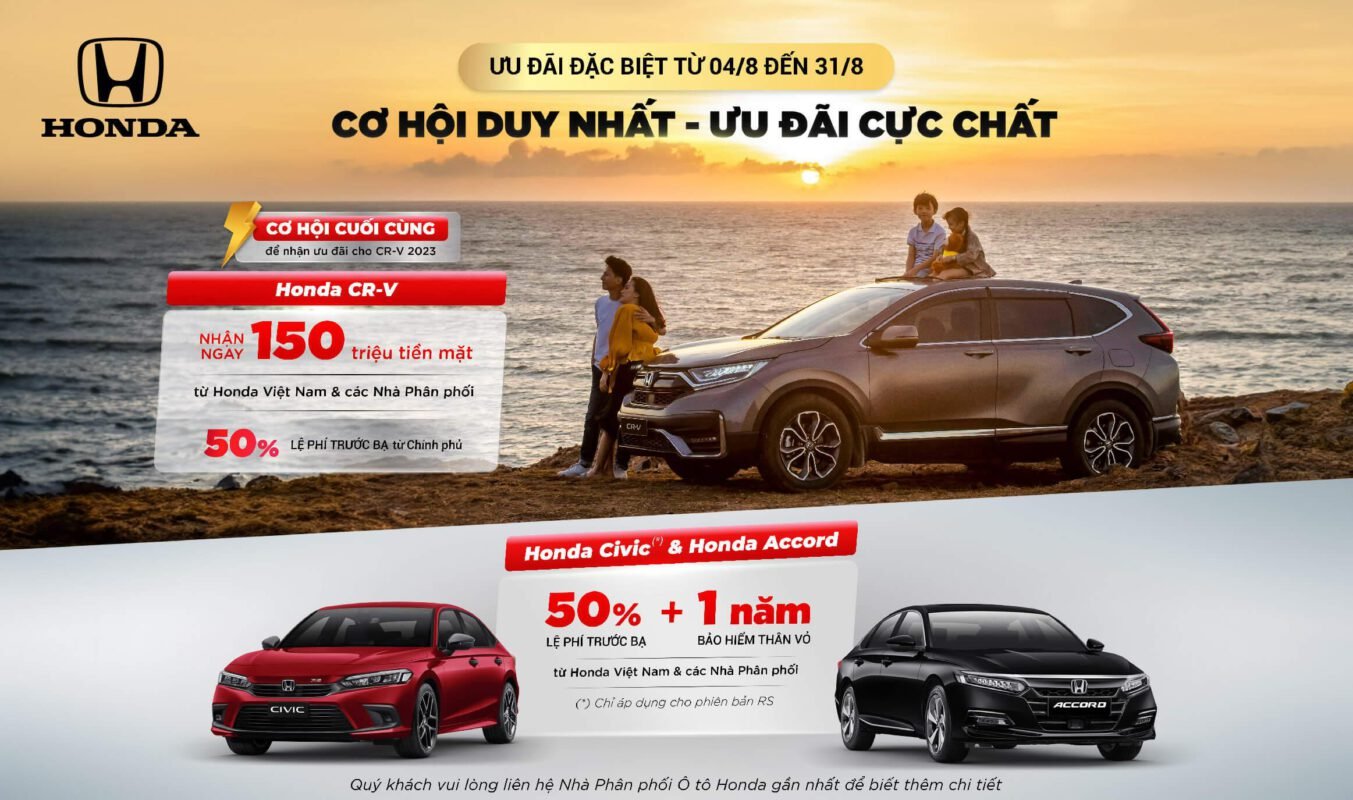 Giá xe oto Honda tháng 8/23 - Cơ hộ duy nhất, ưu đãi cực chất